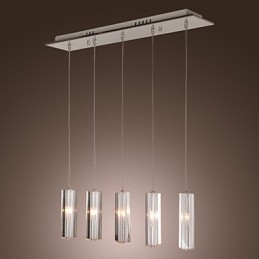 Modern Contemporary Island Crystal Chrome Metal Pendellampa