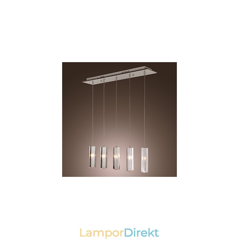 Modern Contemporary Island Crystal Chrome Metal Pendellampa