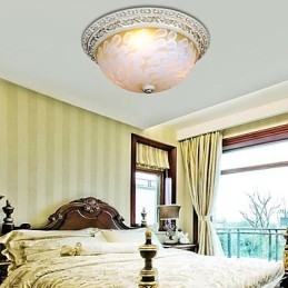 White Flush Mount Ljusmönster Glas Resin Gold Carving European Classic