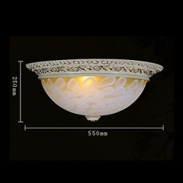 White Flush Mount Ljusmönster Glas Resin Gold Carving European Classic