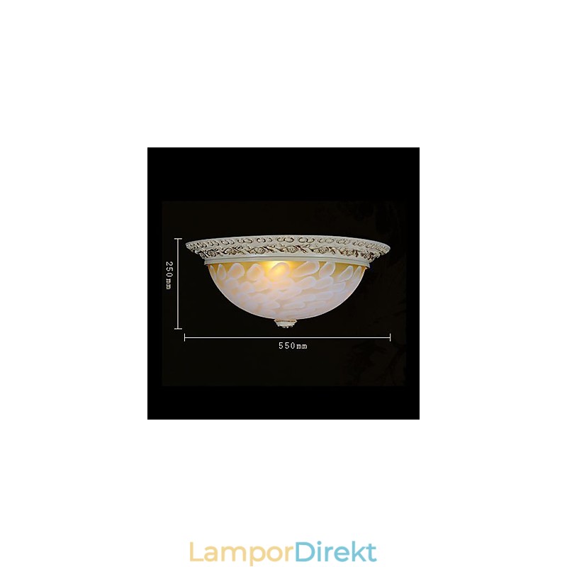 White Flush Mount Ljusmönster Glas Resin Gold Carving European Classic