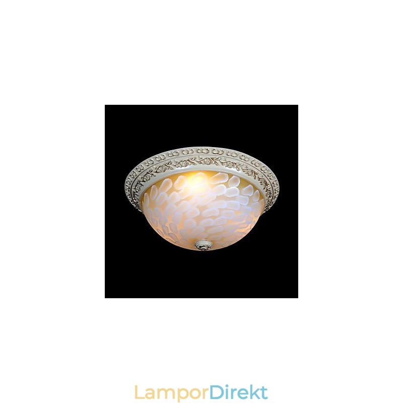 White Flush Mount Ljusmönster Glas Resin Gold Carving European Classic