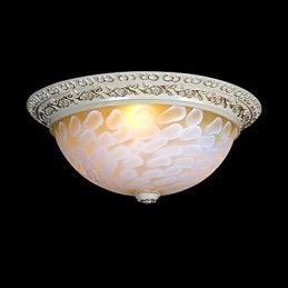 White Flush Mount Ljusmönster Glas Resin Gold Carving European Classic