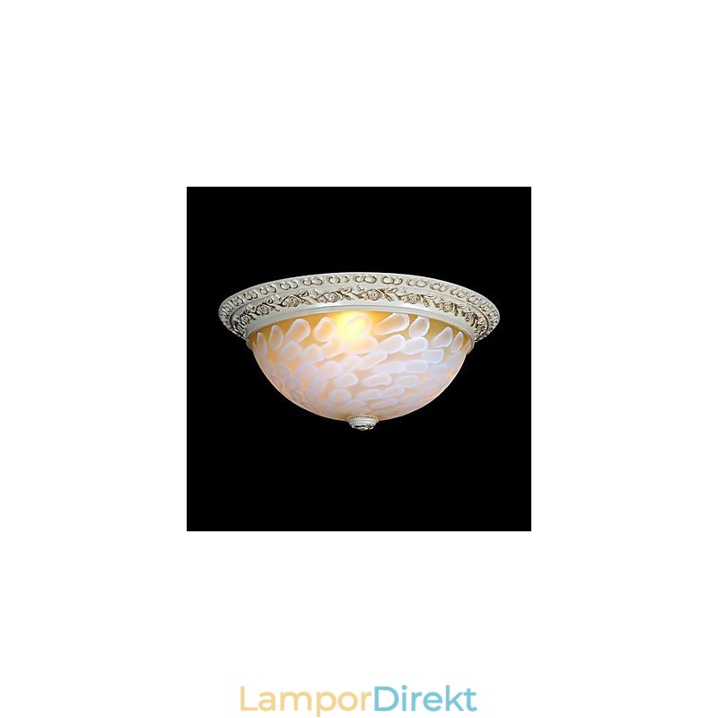 White Flush Mount Ljusmönster Glas Resin Gold Carving European Classic