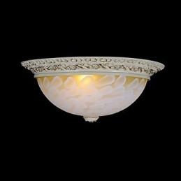 White Flush Mount Ljusmönster Glas Resin Gold Carving European Classic
