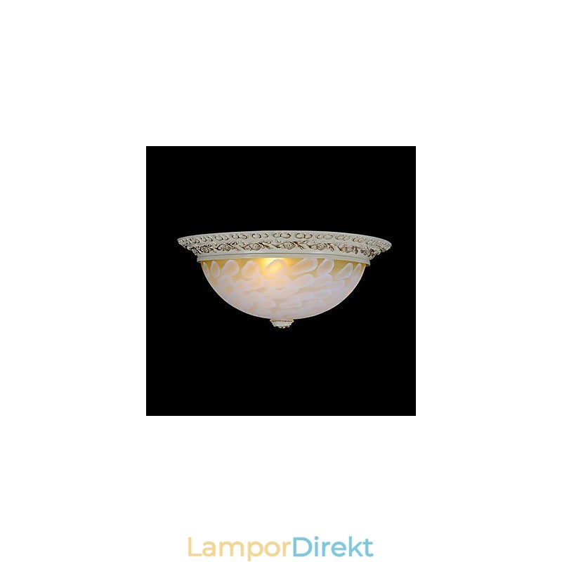 White Flush Mount Ljusmönster Glas Resin Gold Carving European Classic