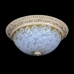 White Flush Mount Ljusmönster Glas Resin Gold Carving European Classic