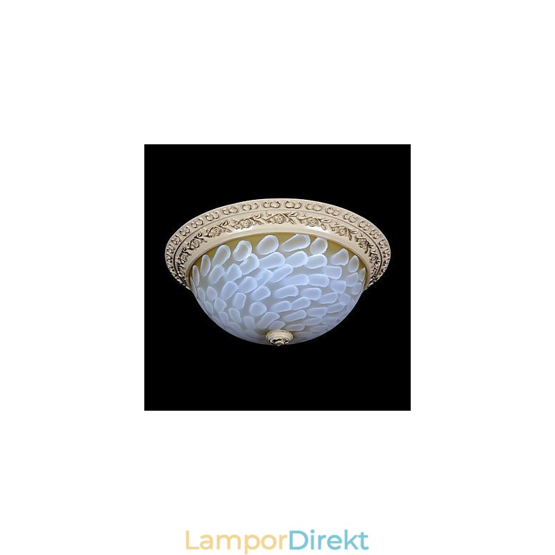 White Flush Mount Ljusmönster Glas Resin Gold Carving European Classic