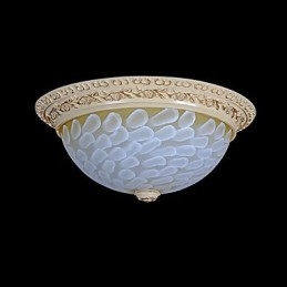 White Flush Mount Ljusmönster Glas Resin Gold Carving European Classic