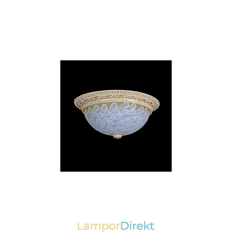 White Flush Mount Ljusmönster Glas Resin Gold Carving European Classic