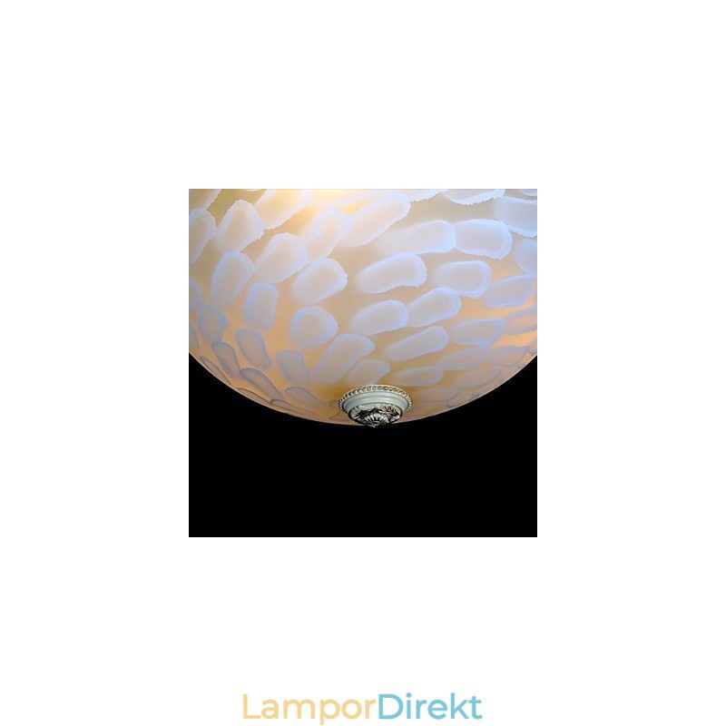 White Flush Mount Ljusmönster Glas Resin Gold Carving European Classic