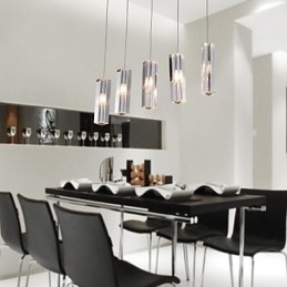 Modern Contemporary Island Crystal Chrome Metal Pendellampa