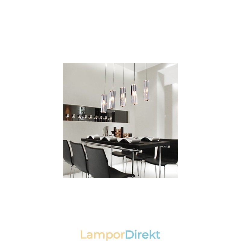 Modern Contemporary Island Crystal Chrome Metal Pendellampa