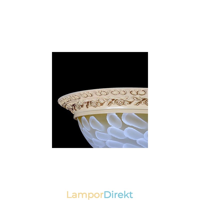 White Flush Mount Ljusmönster Glas Resin Gold Carving European Classic