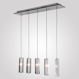 Modern Contemporary Island Crystal Chrome Metal Pendellampa