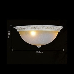 White Flush Mount Ljusgul Vit Glas Hartsmönster Carving European Classic