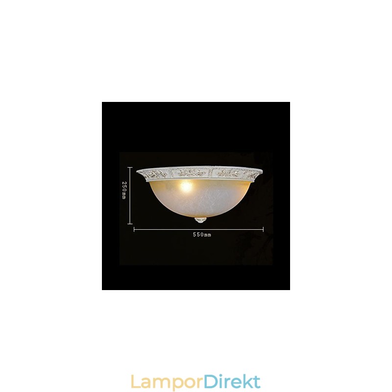 White Flush Mount Ljusgul Vit Glas Hartsmönster Carving European Classic