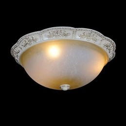 White Flush Mount Ljusgul Vit Glas Hartsmönster Carving European Classic