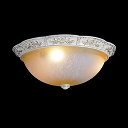 White Flush Mount Ljusgul Vit Glas Hartsmönster Carving European Classic