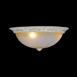 White Flush Mount Ljusgul Vit Glas Hartsmönster Carving European Classic