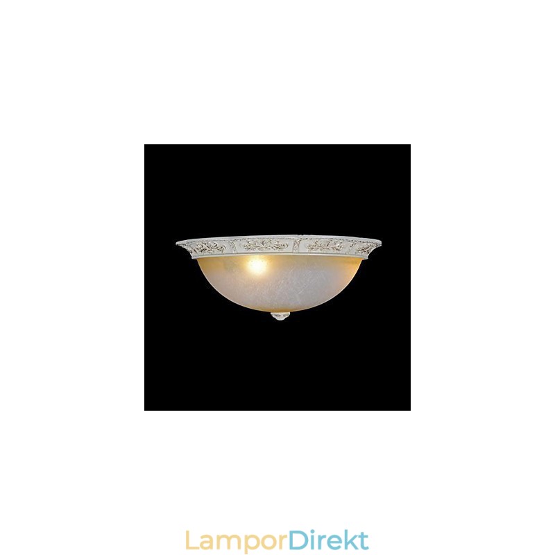 White Flush Mount Ljusgul Vit Glas Hartsmönster Carving European Classic