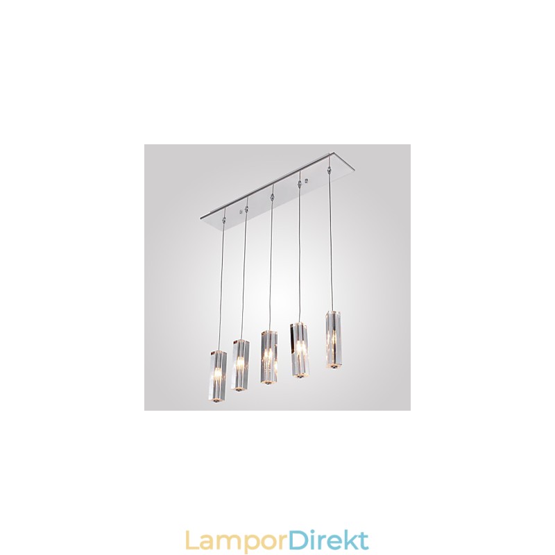 Modern Contemporary Island Crystal Chrome Metal Pendellampa