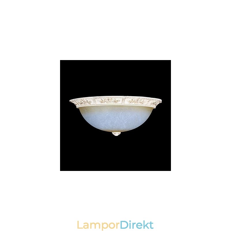 White Flush Mount Ljusgul Vit Glas Hartsmönster Carving European Classic