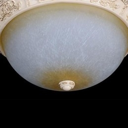 White Flush Mount Ljusgul Vit Glas Hartsmönster Carving European Classic