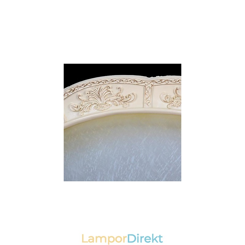 White Flush Mount Ljusgul Vit Glas Hartsmönster Carving European Classic