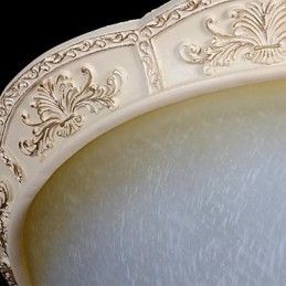 White Flush Mount Ljusgul Vit Glas Hartsmönster Carving European Classic