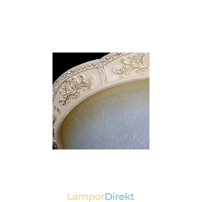 White Flush Mount Ljusgul Vit Glas Hartsmönster Carving European Classic
