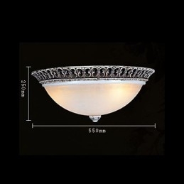 Mörkbrun Flush Mount Ljus Glas Resin Mönster Carving European Classic
