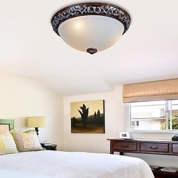 Flush Mount Light Glas Resin Silver Carving European Classic