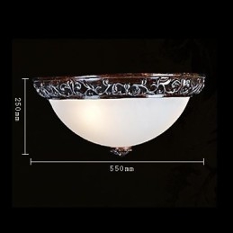 Flush Mount Light Glas Resin Silver Carving European Classic