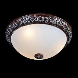 Flush Mount Light Glas Resin Silver Carving European Classic