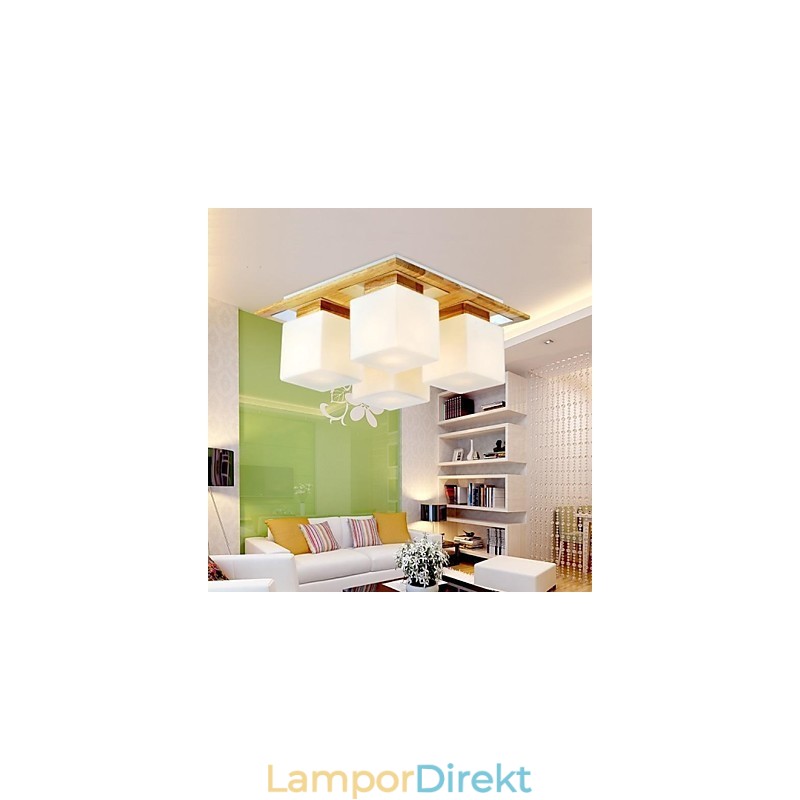 Ek Taklampa Fyra Lampor Ek Och Glas 220~240V (Hy9024)