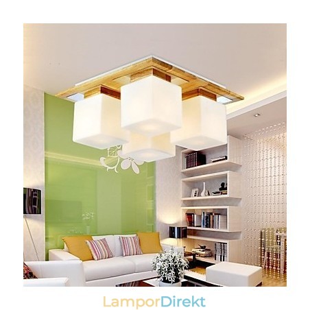Ek Taklampa Fyra Lampor Ek Och Glas 220~240V (Hy9024) Ek Taklampa Fyra Lampor Ek Och Glas 220~240V (Hy9024)