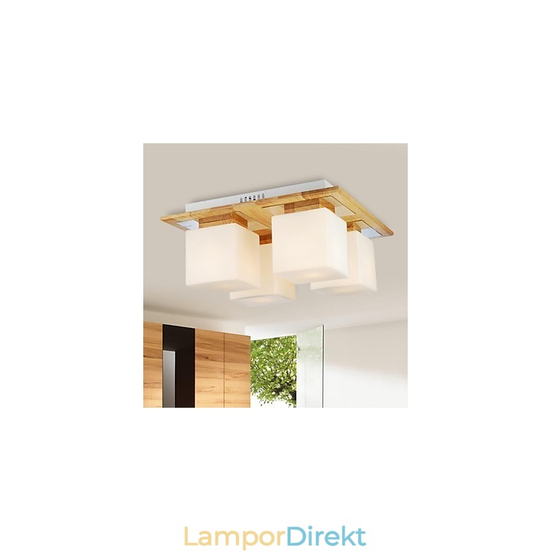 Ek Taklampa Fyra Lampor Ek Och Glas 220~240V (Hy9024)