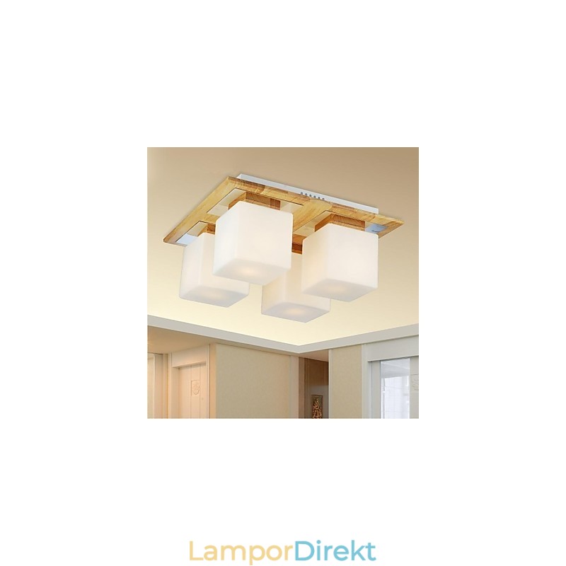 Ek Taklampa Fyra Lampor Ek Och Glas 220~240V (Hy9024)