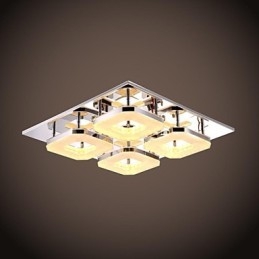 Akryl Flush Mount 4 Ljus Modern Akryl Galvanisering Rostfritt Stål