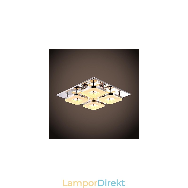 Akryl Flush Mount 4 Ljus Modern Akryl Galvanisering Rostfritt Stål