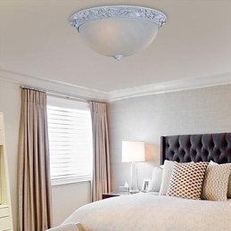 White Flush Mount Light Glas Resin Carving European Classic
