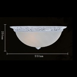 White Flush Mount Light Glas Resin Carving European Classic