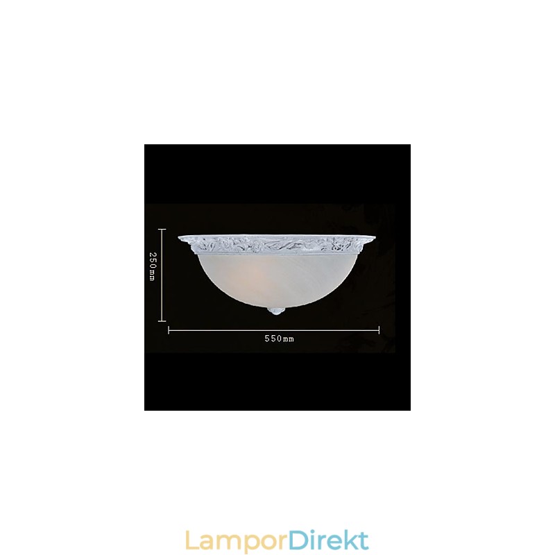 White Flush Mount Light Glas Resin Carving European Classic