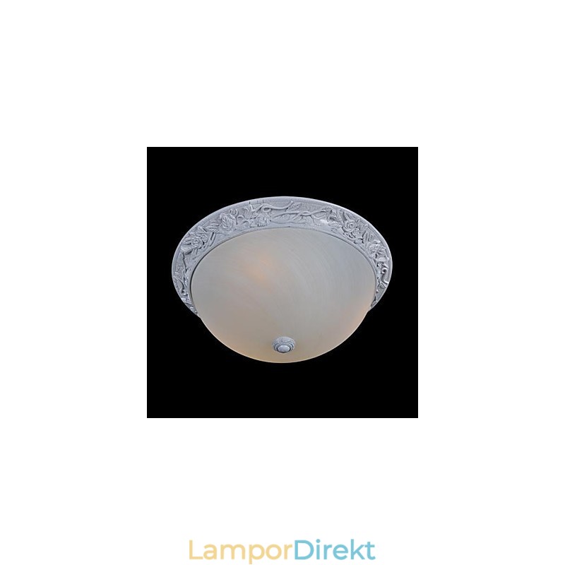 White Flush Mount Light Glas Resin Carving European Classic
