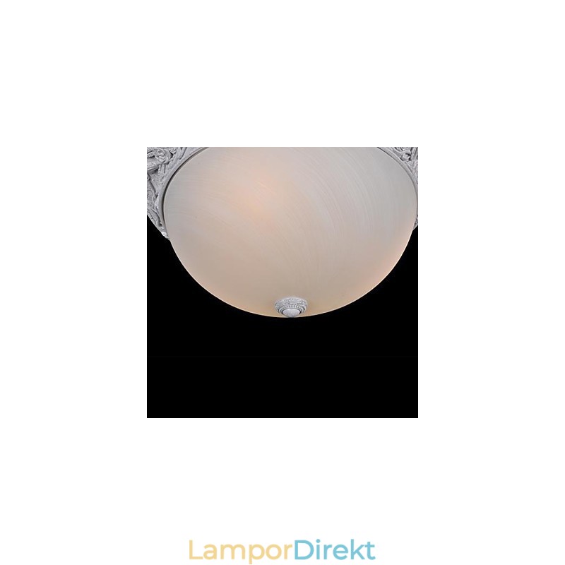 White Flush Mount Light Glas Resin Carving European Classic