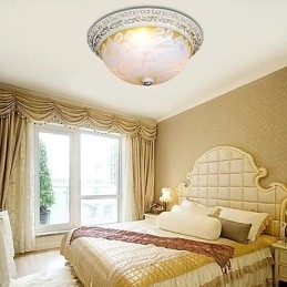 White Flush Mount Ljusmönster Glas Resin Gold Carving European Classic