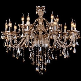 Ljuskrona Kristall Cognac Färg Lyx Modern 2 Tiers Living 15 Lights