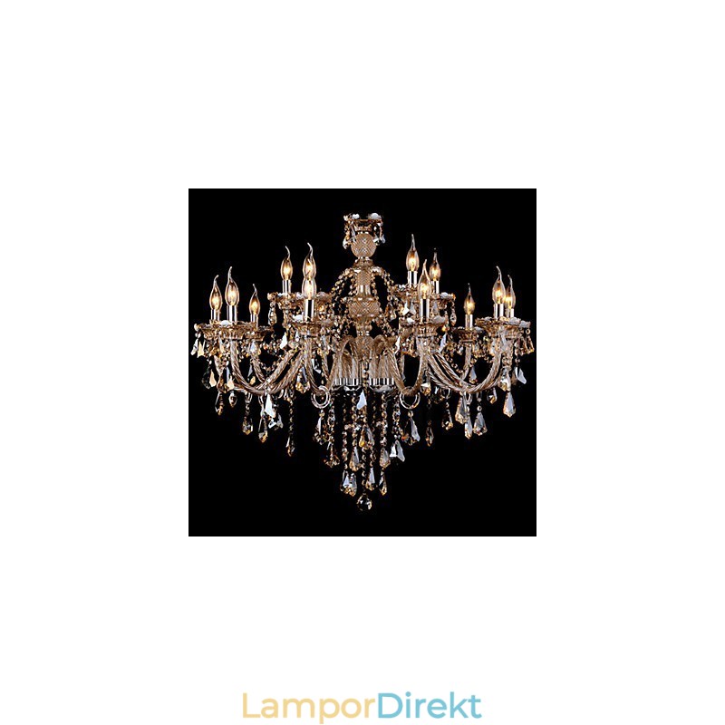 Ljuskrona Kristall Cognac Färg Lyx Modern 2 Tiers Living 15 Lights