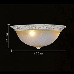 White Flush Mount Ljusgul Vit Glas Hartsmönster Carving European Classic